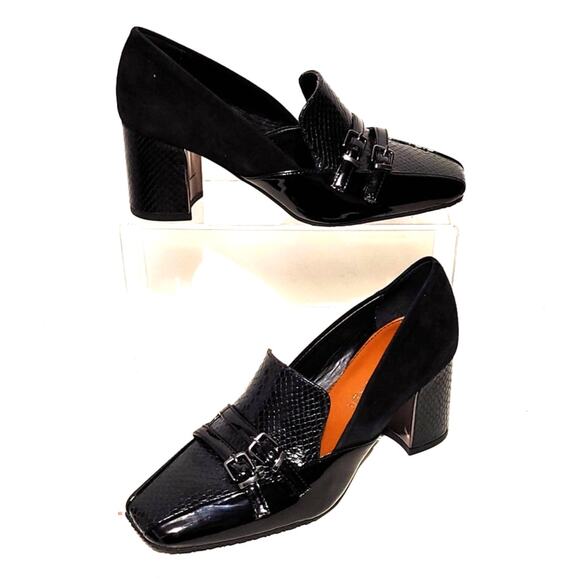 Donald Pliner Camden Pumps Square Toe Croc Embossed Patent Leather Womens Sz 6M - Picture 4 of 9